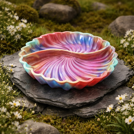 Iridescent Shell Trinket Dish – Multicolor Resin Jewelry Holder (Multiple Colors)