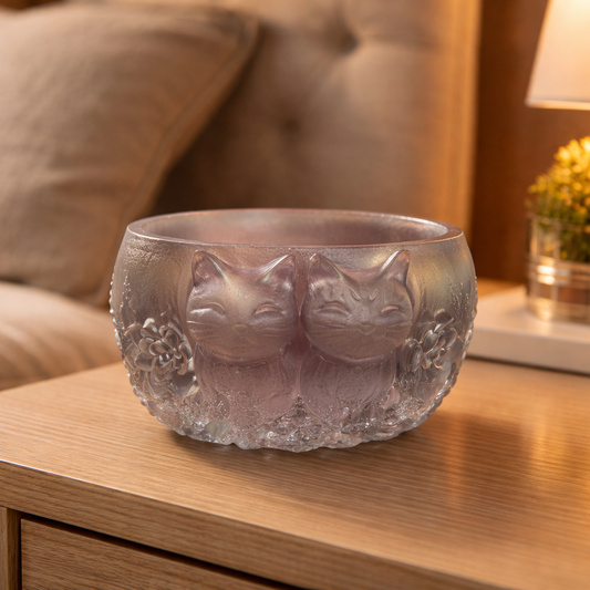 Twin Cats Resin Trinket Bowl