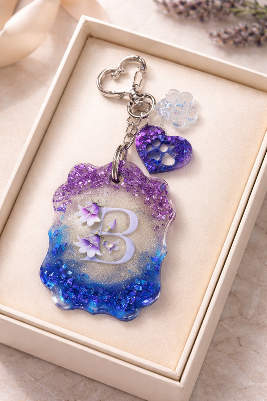 Personalized Initial Resin Keychain