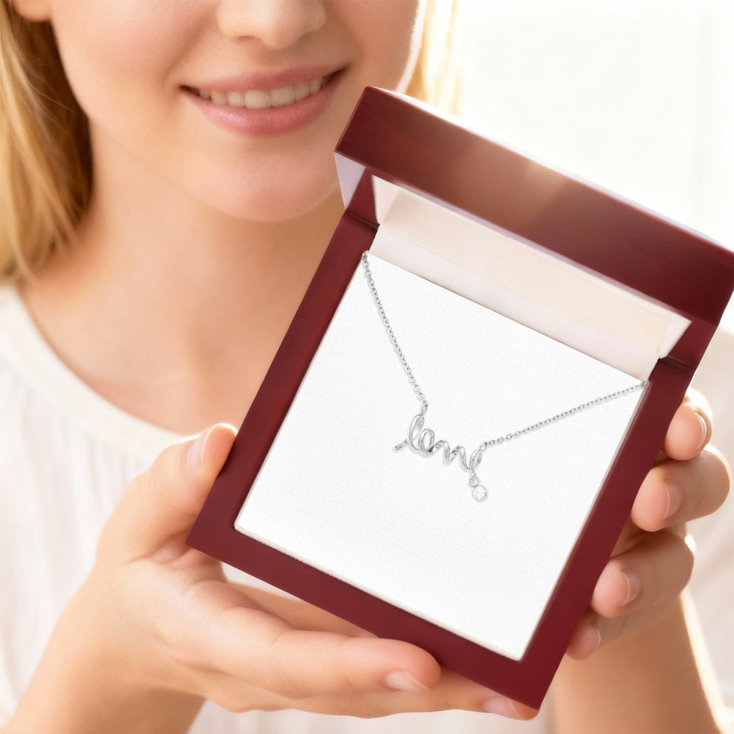 Love Necklace – Delicate Script Pendant for Her
