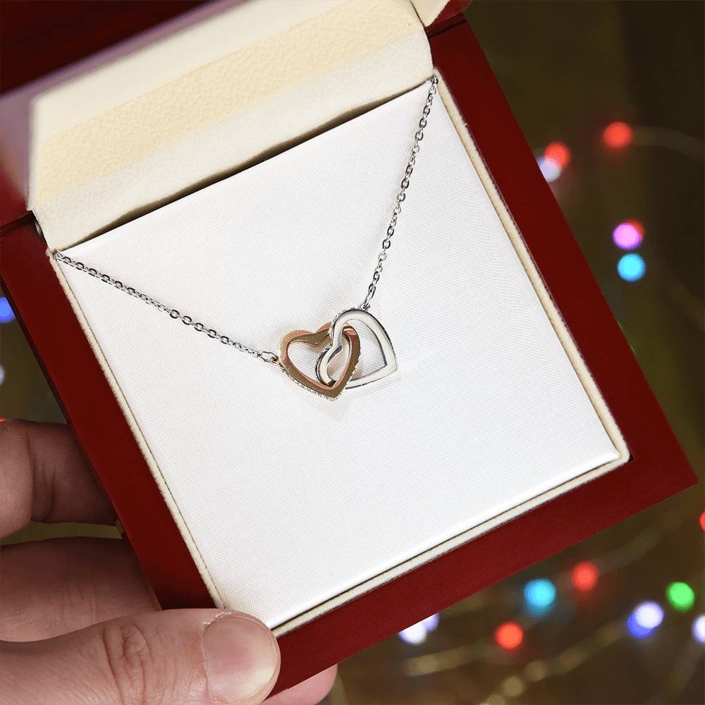 Purely Stella Interlocking Hearts Necklace – Yellow & White Gold