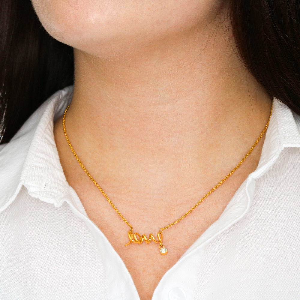 Love Necklace – Delicate Script Pendant for Her