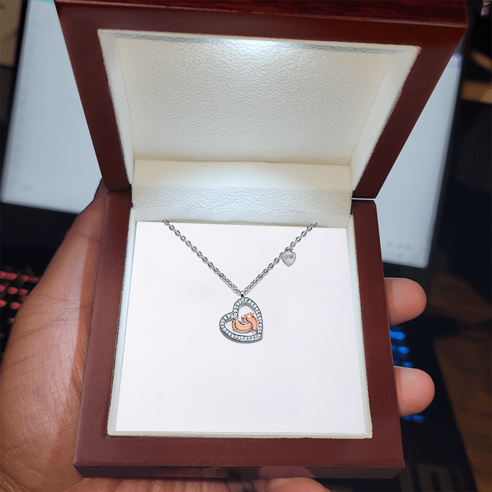 Purely Stella Baby Feet in a Heart Necklace